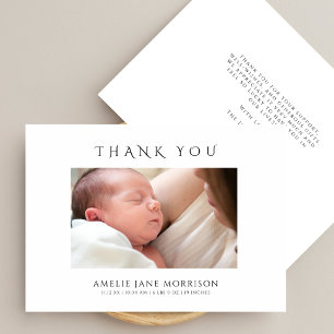 Moderne Minimale Fotolijst Baby Shower Bedankkaart