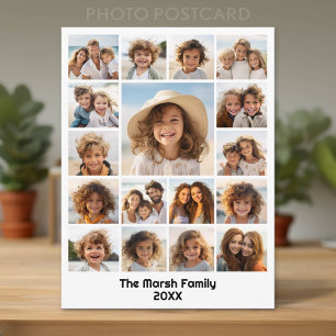 Moderne, minimale fotorooster met 17 foto's briefkaart