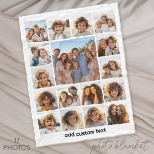 Moderne, minimale fotorooster met 17 foto's fleece deken
