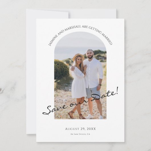 Moderne minimale foto's Bewaar de datum Aankondiging (Voorkant)