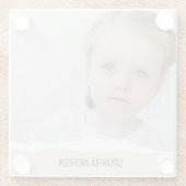 Moderne, minimale foto's en geperonaliseerde tekst glazen onderzetter (Achterkant)