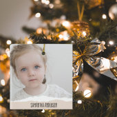 Moderne, minimale foto's en geperonaliseerde tekst keramisch ornament