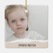 Moderne, minimale foto's en geperonaliseerde tekst keramisch ornament (Achterkant)