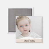 Moderne, minimale foto's en geperonaliseerde tekst magneet (Voorkant / Achterkant)