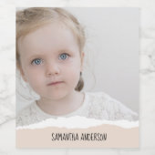 Moderne, minimale foto's en geperonaliseerde tekst wijn etiket (Enkel label)