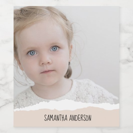 Moderne, minimale foto's en geperonaliseerde tekst wijn etiket (Enkel label)