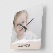 Moderne, minimale foto's & geperonaliseerde tekstr vierkante klok (Hoek)
