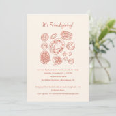 Moderne Minimale Friendsgiving-diner Thanksgiving Kaart (Staand voorkant)