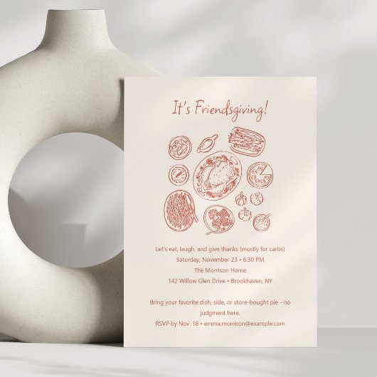 Moderne Minimale Friendsgiving-diner Thanksgiving Kaart