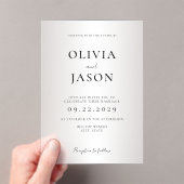 Moderne minimale Frosted Wedding Acryl Uitnodigingen (Insitu (Draagbaar))