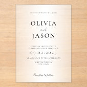 Moderne minimale Frosted Wedding Acryl Uitnodigingen (Voorkant)