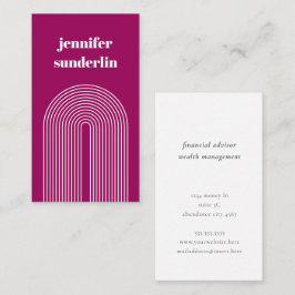 Moderne minimale Fuchsia roze geometrische Arch Visitekaartje