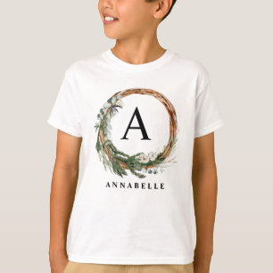 Moderne minimale gebladerte krans kerst familie t-shirt