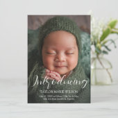 Moderne minimale geboorteaankondiging van Baby Aankondiging (Staand voorkant)