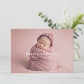 Moderne minimale geboorteaankondiging van Baby Bedankkaart (Staand voorkant)