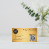 Moderne minimale geborstelde goud effect QR-code Visitekaartje (Staand voorkant)