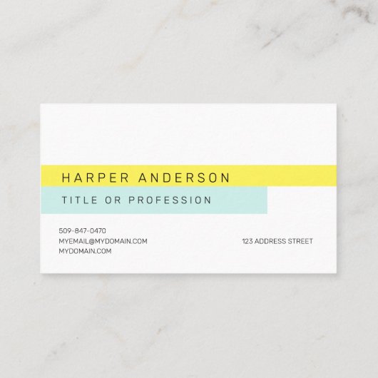 Moderne minimale geel- en Hallo Visitekaartjes (Achterkant)