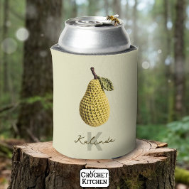 Moderne Minimale Gele Haak Pear Monogram Naam Blikjeskoeler