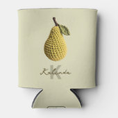 Moderne Minimale Gele Haak Pear Monogram Naam Blikjeskoeler (Voorkant)