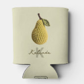 Moderne Minimale Gele Haak Pear Monogram Naam Blikjeskoeler (Achterkant)