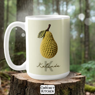 Moderne Minimale Gele Haak Pear Monogram Naam Koffiemok