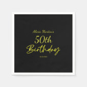 Moderne & Minimale Gele Typografie Zwart Verjaarda Servet (Voorkant)