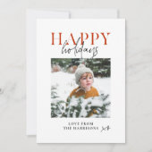 Moderne Minimale Gelukkige Feestdagen Script Kinde Feestdagenkaart (Voorkant)