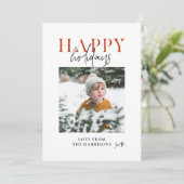 Moderne Minimale Gelukkige Feestdagen Script Kinde Feestdagenkaart (Staand voorkant)