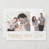 Moderne, minimale, gelukkige nieuwjaars fotovakant feestdagenkaart (Voorkant)
