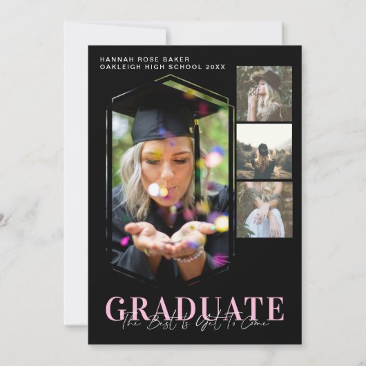 Moderne minimale geometrische Afstuderen 4 Foto Aankondiging (Voorkant)