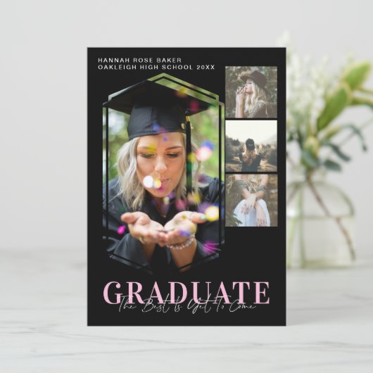 Moderne minimale geometrische Afstuderen 4 Foto Aankondiging (Staand voorkant)