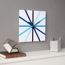 Moderne, minimale geometrische blauwe gradiëntlijn vierkante klok