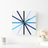 Moderne, minimale geometrische blauwe gradiëntlijn vierkante klok (Huis)