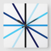 Moderne, minimale geometrische blauwe gradiëntlijn vierkante klok (Voorkant)