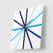 Moderne, minimale geometrische blauwe gradiëntlijn vierkante klok (Hoek)