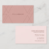 Moderne Minimale Geometrische Lijn Patroon Roze/Bl Visitekaartje (Voorkant / Achterkant)