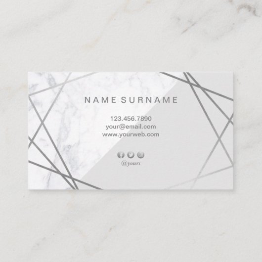 Moderne minimale geometrische marmer en grijze afs visitekaartje (Achterkant)