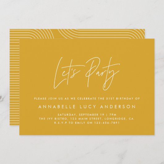 Moderne minimale geometrische mosterdverjaardag me kaart (Voorkant / Achterkant)