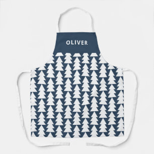 Moderne minimale geometrische navy kerst graphic schort