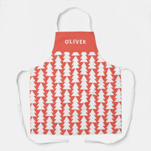 Moderne minimale geometrische rode Kerstmis afbeel Schort