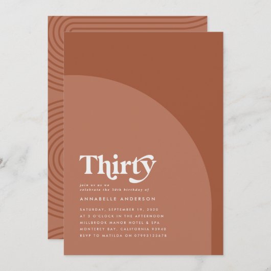 Moderne minimale geometrische terracotta verjaarda (Voorkant / Achterkant)