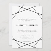 Moderne minimale geometrische zwart-witte bruiloft kaart (Voorkant)