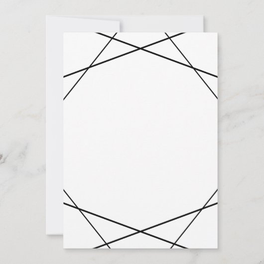 Moderne minimale geometrische zwart-witte bruiloft kaart (Achterkant)