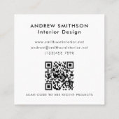 Moderne minimale geometrische zwart-witte vorm QR- Vierkante Visitekaartje (Achterkant)