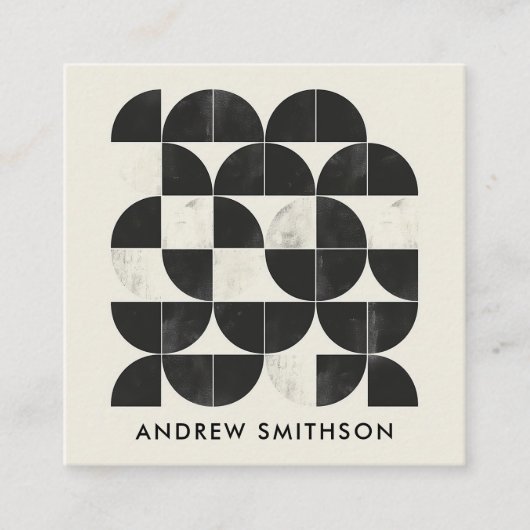 Moderne minimale geometrische zwart-witte vorm QR- Vierkante Visitekaartje (Voorkant)