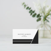 Moderne minimale geometrische zwarte en witte visitekaartje (Staand voorkant)