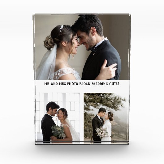 Moderne Minimale Gepersonaliseerde Mr En Mrs Fotob Fotoblokken (Voorkant)