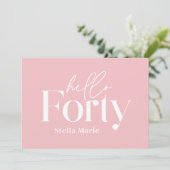 Moderne minimale girly roze eenvoudige 40e verjaar kaart (Staand voorkant)
