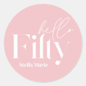 Moderne minimale girly roze eenvoudige 50e verjaar ronde sticker (Voorkant)