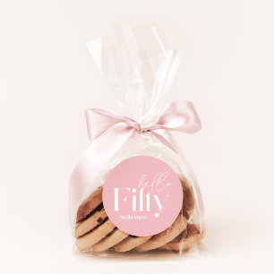 Moderne minimale girly roze eenvoudige 50e verjaar ronde sticker